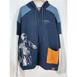 NEW Star Wars Hoodie Adult L Blue Droid Depot C-3PO Galaxys Edge Disney Parks